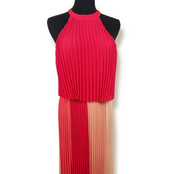 New Skies Are Blue Anthropologie Halter Pleated Maxi Dress Orange Womens Small - Picture 4 of 12